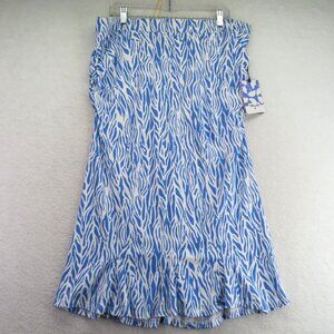Diane Von Furstenberg Skirt Size XXL Blue White Ruffle Ruched Flowy Design New
